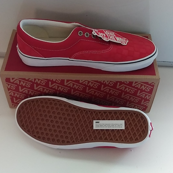 VANS Debossed Checkerboard Red Era Men's Sneakers - Picture 8 of 11